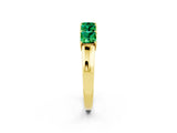 Yellow gold Princess Cut Five-Stone Emerald Band with Prong Setting_8