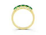 Yellow gold Princess Cut Five-Stone Emerald Band with Prong Setting_9