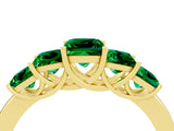 Yellow gold Princess Cut Five-Stone Emerald Ring with Classic Prong Setting_10