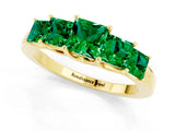 Yellow gold Princess Cut Five-Stone Emerald Ring with Classic Prong Setting_7