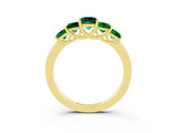 Yellow gold Princess Cut Five-Stone Emerald Ring with Classic Prong Setting_9