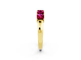 Yellow gold Princess Cut Five-Stone Garnet Band with Prong Setting_8