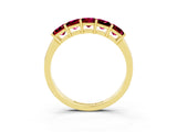 Yellow gold Princess Cut Five-Stone Garnet Band with Prong Setting_9
