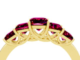 Yellow gold Princess Cut Five-Stone Garnet Ring with Classic Prong Setting_10