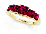 Yellow gold Princess Cut Five-Stone Garnet Ring with Classic Prong Setting_7