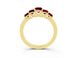 Yellow gold Princess Cut Five-Stone Garnet Ring with Classic Prong Setting_9