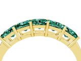 Yellow gold Princess Cut Five-Stone Green Sapphire Band with Prong Setting_10