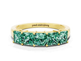 Yellow gold Princess Cut Five-Stone Green Sapphire Band with Prong Setting_6