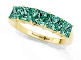 Yellow gold Princess Cut Five-Stone Green Sapphire Band with Prong Setting_7
