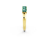 Yellow gold Princess Cut Five-Stone Green Sapphire Band with Prong Setting_8