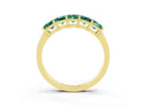 Yellow gold Princess Cut Five-Stone Green Sapphire Band with Prong Setting_9