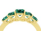 Yellow gold Princess Cut Five-Stone Green Sapphire Ring with Classic Prong Setting_10