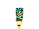 Yellow gold Princess Cut Five-Stone Green Sapphire Ring with Classic Prong Setting_11