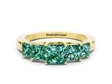 Yellow gold Princess Cut Five-Stone Green Sapphire Ring with Classic Prong Setting_6