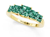 Yellow gold Princess Cut Five-Stone Green Sapphire Ring with Classic Prong Setting_7