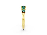 Yellow gold Princess Cut Five-Stone Green Sapphire Ring with Classic Prong Setting_8