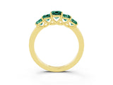 Yellow gold Princess Cut Five-Stone Green Sapphire Ring with Classic Prong Setting_9