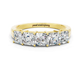 Yellow gold Princess Cut Five-Stone Moissanite Band with Prong Setting_6