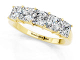 Yellow gold Princess Cut Five-Stone Moissanite Band with Prong Setting_7