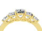 Yellow gold Princess Cut Five-Stone Moissanite Ring with Classic Prong Setting_10