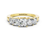 Yellow gold Princess Cut Five-Stone Moissanite Ring with Classic Prong Setting_6