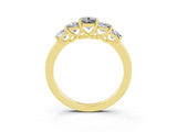 Yellow gold Princess Cut Five-Stone Moissanite Ring with Classic Prong Setting_9