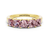 Yellow gold Princess Cut Five-Stone Morganite Band with Prong Setting_6