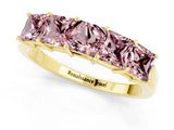 Yellow gold Princess Cut Five-Stone Morganite Band with Prong Setting_7
