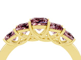 Yellow gold Princess Cut Five-Stone Morganite Ring with Classic Prong Setting_10