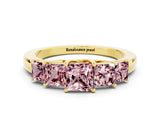 Yellow gold Princess Cut Five-Stone Morganite Ring with Classic Prong Setting_6