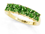 Yellow gold Princess Cut Five-Stone Peridot Band with Prong Setting_7
