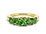 Yellow gold Princess Cut Five-Stone Peridot Ring with Classic Prong Setting_6