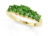 Yellow gold Princess Cut Five-Stone Peridot Ring with Classic Prong Setting_7
