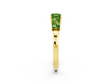 Yellow gold Princess Cut Five-Stone Peridot Ring with Classic Prong Setting_8