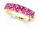 Yellow gold Princess Cut Five-Stone Pink Sapphire Band with Prong Setting_19