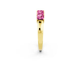 Yellow gold Princess Cut Five-Stone Pink Sapphire Band with Prong Setting_20