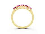 Yellow gold Princess Cut Five-Stone Pink Sapphire Band with Prong Setting_21