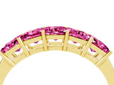 Yellow gold Princess Cut Five-Stone Pink Sapphire Band with Prong Setting_22
