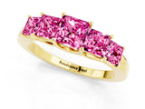 Yellow gold Princess Cut Five-Stone Pink Sapphire Ring with Classic Prong Setting_19