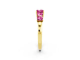 Yellow gold Princess Cut Five-Stone Pink Sapphire Ring with Classic Prong Setting_20