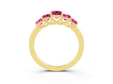 Yellow gold Princess Cut Five-Stone Pink Sapphire Ring with Classic Prong Setting_21