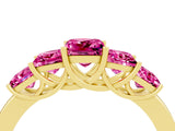 Yellow gold Princess Cut Five-Stone Pink Sapphire Ring with Classic Prong Setting_22
