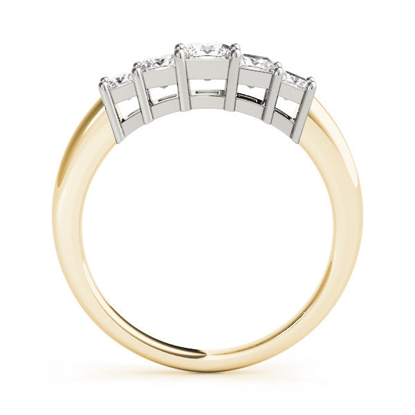 Yellow gold Princess Cut Five-Stone Prong Set Diamond Band 1