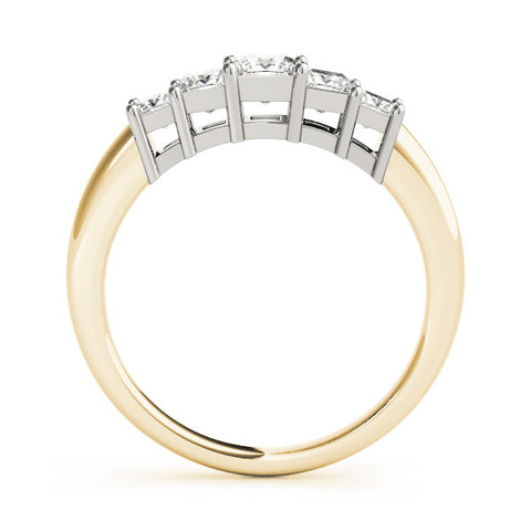 Yellow gold Princess Cut Five-Stone Prong Set Diamond Band 1