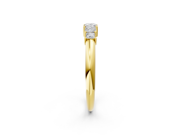 Yellow gold Princess Cut Five-Stone Prong Set Diamond Band