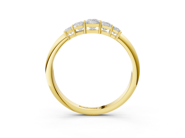 Yellow gold Princess Cut Five-Stone Prong Set Diamond Band