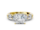 Yellow gold Princess Cut Five-Stone Prong Set Diamond Ring with Classic Band_44
