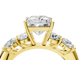 Yellow gold Princess Cut Five-Stone Prong Set Diamond Ring with Classic Band_48