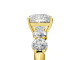 Yellow gold Princess Cut Five-Stone Prong Set Diamond Ring with Classic Band_49