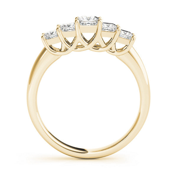 Yellow gold Princess Cut Five-Stone Prong Set White Gold Band 1